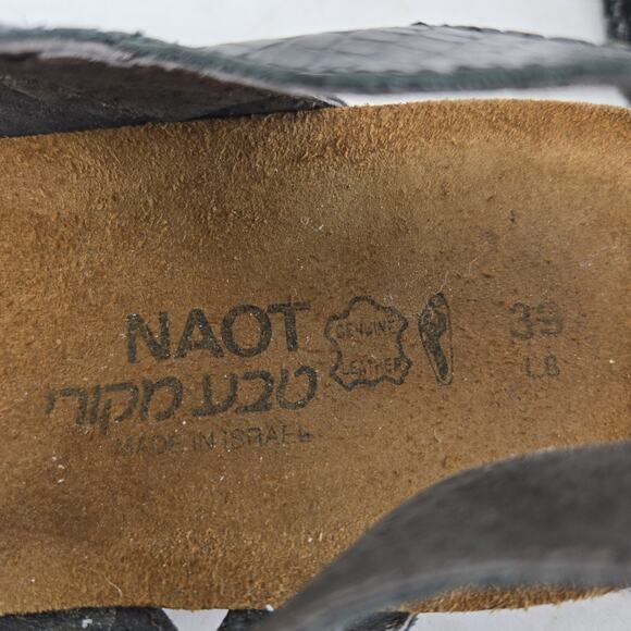Naot Kayla Sandals Womens 8 8.5 39 Black Reptile Embossed Adjustable Straps - Picture 10 of 11